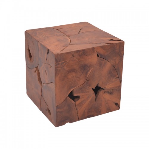 Σκαμπό Boxy Inart φυσικό μασίφ ξύλο teak 40x40x40εκ c480427