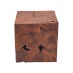 Σκαμπό Boxy Inart φυσικό μασίφ ξύλο teak 40x40x40εκ c480427