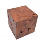 Σκαμπό Boxy Inart φυσικό μασίφ ξύλο teak 40x40x40εκ c480427