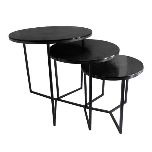 ALUIN SIDE TABLE SET 3ΤΜΧ ΜΑΥΡΟ 60x60xH60cm c480440