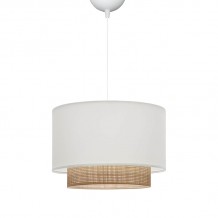 Φωτιστικό οροφής Newbay pakoworld ύφασμα σε λευκό και φυσικό χρώμα Φ30x80εκ c480516