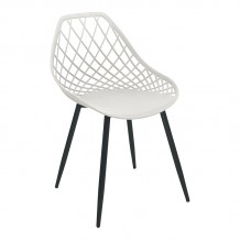 Καρέκλα Suan pakoworld pp σε λευκή απόχρωση και μαύρο μεταλλικό πόδι 56x49x82εκ c481128