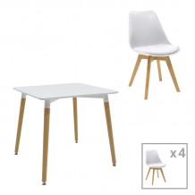 Φοιτητικό πακέτο επίπλων κουζίνας Deli pakoworld σετ 5τεμ σε λευκή απόχρωση 80x80x76εκ c481155