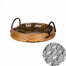 Ξύλινη δίσκος με χερούλια φ30xΥ12 5cm Ακακία σε φυσική απόχρωση με μαύρο σμάλτο c481494 Ξύλινη δίσκος με χερούλια φ30xΥ12 5cm Ακακία σε φυσική απόχρωση με μαύρο σμάλτο c481494