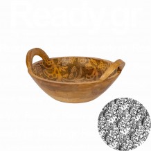 Ξύλινο μπωλ με χερούλια φ25xΥ11 4cm Mango σε φυσική απόχρωση με μαύρο σμάλτο c481499 Ξύλινο μπωλ με χερούλια φ25xΥ11 4cm Mango σε φυσική απόχρωση με μαύρο σμάλτο c481499