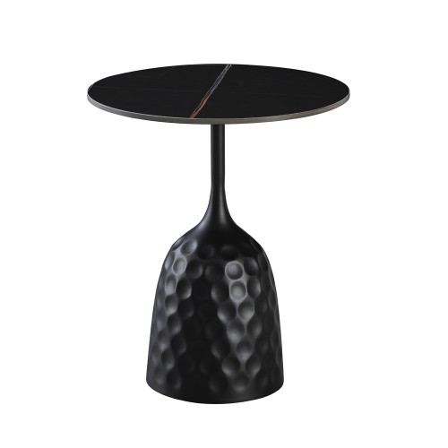 VOLCANO SIDE TABLE ΜΑΥΡΟ ΜΕ ΟΨΗ ΜΑΡΜΑΡΟΥ ΜΑΥΡΟ 50x50xH61cm c481528