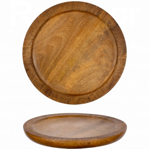 Wooden plate φ30xH2 5cm Mango in natural shade - Set of 2 c481558