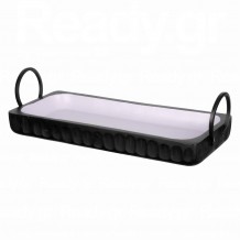 Ξύλινος δίσκος με χερούλια 40x17 5xΥ10cm Mango με διπλό χρωματισμό μαύρο γκρι-ανοιχτό λιλά c481590 Ξύλινος δίσκος με χερούλια 40x17 5xΥ10cm Mango με διπλό χρωματισμό μαύρο γκρι-ανοιχτό λιλά c481590
