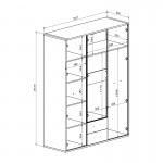 Ντουλάπα Rutenia pakoworld μελαμίνη σε oak απόχρωση 155 7x54x203εκ c481617