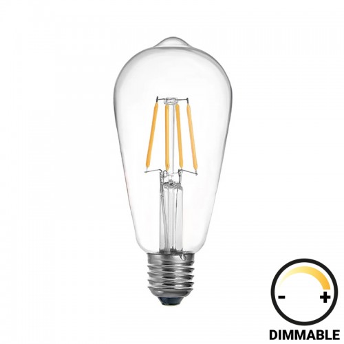 Λαμπτήρας LED ST64 Bulb pakoworld dimmable 8W E27 clear c481739