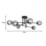 Φωτιστικό οροφής πολύφωτο Catrene pakoworld μαύρο μέταλλο-γυαλί 76x30εκ c481780