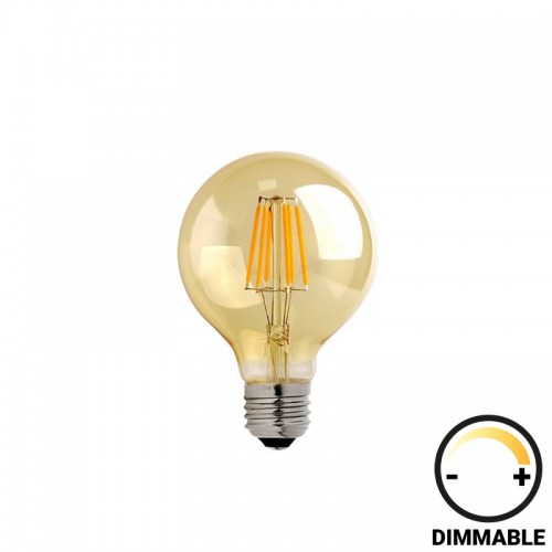 Λαμπτήρας LED G80 Bulb pakoworld dimmable 8W E27 amber c481784