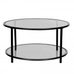 MOON COFFEE TABLE ΔΙΑΦΑΝΟ ΜΑΥΡΟ 80x80xH42cm c481860