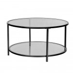 MOON COFFEE TABLE ΔΙΑΦΑΝΟ ΜΑΥΡΟ 80x80xH42cm c481860