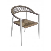 MADY Πολυθρόνα Βεράντας-Κήπου ALU Άσπρο Rope Wicker Φυσικό Στοιβαζόμενη c481863