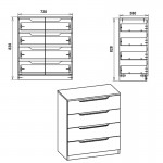 Συρταριέρα Azenor pakoworld 4ων συρταριών sonoma 72x38x83εκ c481888