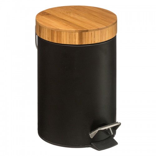 Κάδος απορριμμάτων 3L Dustbin pakoworld μέταλλο-pp μαύρο-oak c481987