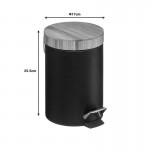 Κάδος απορριμμάτων 3L Dustbin pakoworld μέταλλο-pp μαύρο-oak c481987