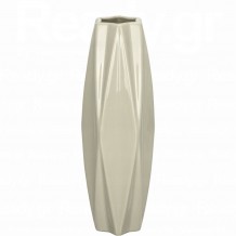 Βάζο κεραμικό Diamond 12x10 5xΥ35cm εκρού γυαλιστερό c482078