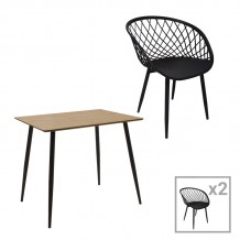 Τραπεζαρία Ezra-Cuba pakoworld σετ 3τεμ pp-mdf σε μαύρη-sonoma απόχρωση 70x70x75εκ c482240