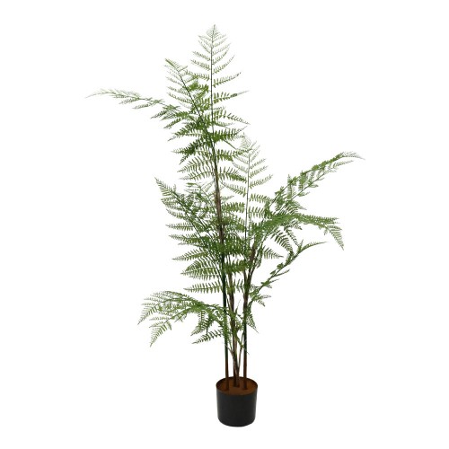 HERICIUM FERN ΤΕΧΝΗΤΟ ΦΥΤΟ ΣΕ ΓΛΑΣΤΡΑ PVC ΤΣΙΜΕΝΤΟ ΠΡΑΣΙΝΟ ΜΑΥΡΟ H130cm c482316