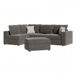 Πολυμορφικός-αναστρέψιμος καναπές London pakoworld ποντικί χρώμα ύφασμα με μαξιλάρια σε απόχρωση ανοιχτό γκρι 296x246x95εκ c482371