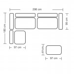Πολυμορφικός-αναστρέψιμος καναπές London pakoworld ποντικί χρώμα ύφασμα με μαξιλάρια σε απόχρωση ανοιχτό γκρι 296x246x95εκ c482371