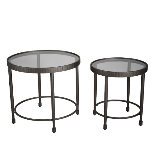 GRANAZ SIDE TABLE SET 2ΤΕΜ ΜΑΥΡΟ ΜΑΥΡΟ 65x65xH60cm c482435