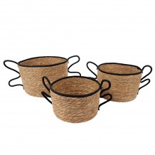 AELIA ΚΑΛΑΘΙ SET 3ΤΜΧ SEAGRASS ΦΥΣΙΚΟ ΜΑΥΡΟ 35x35xH23cm c482759