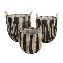 THEROS ΚΑΛΑΘΙ SET 3ΤΜΧ ΦΥΛΛΑ ΚΑΛΑΜΠΟΚΙΟΥ ΦΥΣΙΚΟ ΜΑΥΡΟ 38x38xH40cm c482764