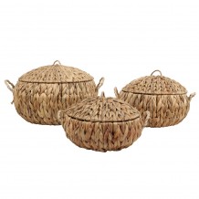 KEA ΚΑΛΑΘΙ ΜΕ ΚΑΠΑΚΙ SET 3ΤΜΧ SEAGRASS ΦΥΣΙΚΟ 40x40xH19cm c482768