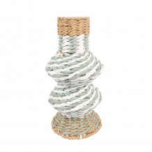 KEA ΒΑΖΟ ΜΕ ΚΑΠΑΚΙ PAPER ROPE ΦΥΣΙΚΟ ΛΕΥΚΟ ΜΕΝΤΑ 12x12xH35cm c482770