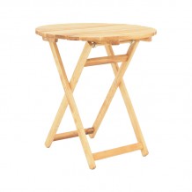 Τραπέζι Letna pakoworld πτυσσόμενο μασίφ ξύλο οξιάς σε φυσική απόχρωση Φ60x74 5εκ c483084