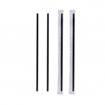 Πακέτο 500 Πλαστικά Καλαμάκια Μαύρα 10 πλύσεων 200x5mm Frappe Ίσιο 1 1 σελοφάν Σετ 4 c483204