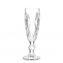 Γυάλινο Ποτήρι Σαμπάνιας σχέδιο ρόμβοι 16cl φ6xY19 8cm Σειρά PRISMA Σετ 12 c483444