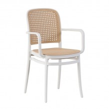 FLORENCE Πολυθρόνα PP Άσπρο PP Rattan Μπεζ Στοιβαζόμενη c483459