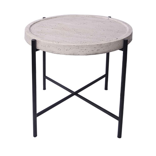 TERRAZO SIDE TABLE OFF WHITE ΜΑΥΡΟ 63 5x63 5xH56 5cm c483552