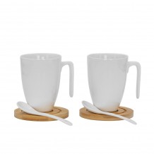 CURVE ΚΟΥΠΑ SET 2ΤΜΧ ΠΟΡΣΕΛΑΝΗ BAMBOO ΛΕΥΚΟ ΦΥΣΙΚΟ 21 5x21 5xH8cm c483573