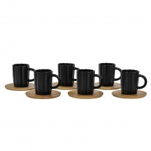 CACTUS ΚΟΥΠΑ ESPRESSO ΣΕΤ 6 ΤΜΧ ΠΟΡΣΕΛΑΝΗ BAMBOO ΜΑΥΡΟ ΦΥΣΙΚΟ 32x28xH7cm c483593