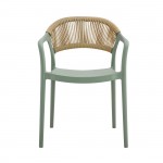 DONNA Πολυθρόνα Στοιβαζόμενη PP UV Forest Green Rope Wicker Φυσικό c483623