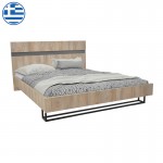 Κρεβάτι διπλό Elencia pakoworld σε oak με γκρι απόχρωση 160x200εκ c483633