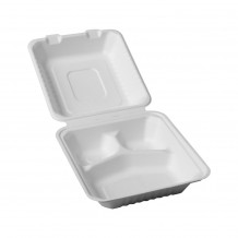Σκεύος Clamshell φαγητού από ζαχαροκάλαμο 3 θέσεων 20x20cm Σετ 125 c483940 Σκεύος Clamshell φαγητού από ζαχαροκάλαμο 3 θέσεων 20x20cm Σετ 125 c483940