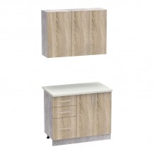 Σύνθεση κουζίνας Festa I pakoworld μελαμίνη σε sonoma απόχρωση 100x60x85εκ c484034