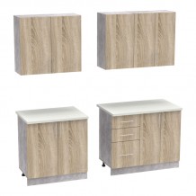 Σύνθεση κουζίνας Festa V pakoworld μελαμίνη σε sonoma απόχρωση 180x60x85εκ c484035