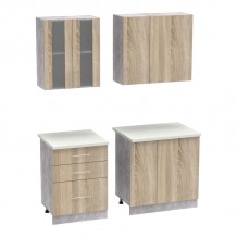 Σύνθεση κουζίνας Festa III pakoworld μελαμίνη σε sonoma απόχρωση 140x60x85εκ c484036