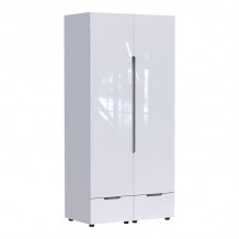 Ντουλάπα δίφυλλη Afina pakoworld mdf μελαμίνη σε λευκή glossy απόχρωση 100x57x213εκ c484048