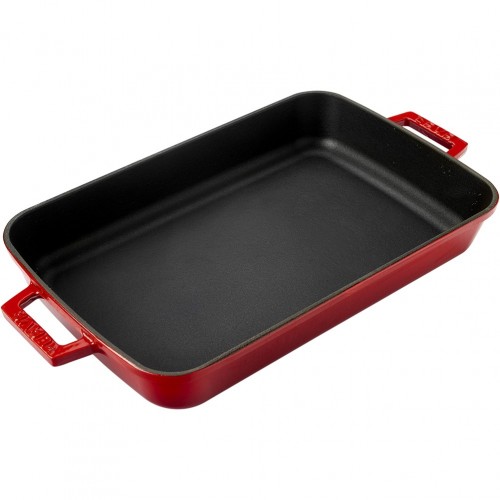 CAST IRON ROASTER AND BAKING TRAY RECTANGLE 26X40 ENAMEL 3 COAT 2 FIRE LAVA c484110