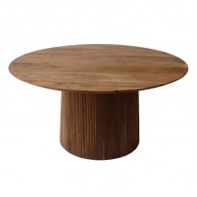 Τραπέζι σαλονιού Canicule pakoworld μασίφ ξύλο ακακίας σε φυσική απόχρωση Φ150x75εκ c484144