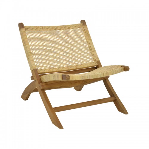 Καρέκλα Jerenze pakoworld φυσικό teak ξύλο rattan 65x78x68εκ c484187