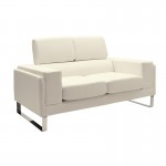 Καναπές Shea pakoworld 2θέσιος PU ivory inox 158x80x87εκ c484243